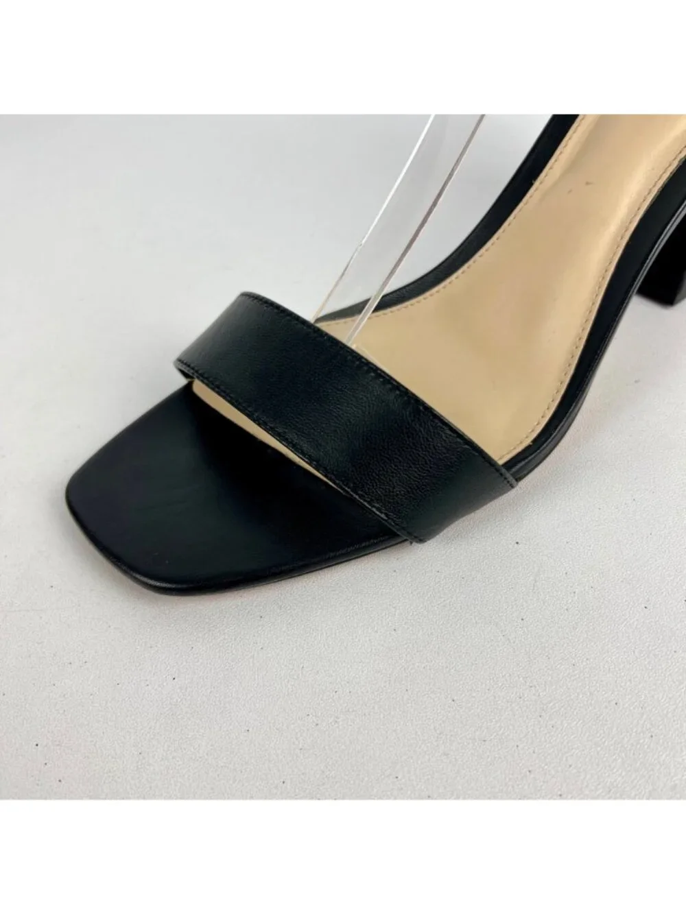 Vince Camuto Womens Margry Block Heel Sandal Black Leather Ankle Strap size 11